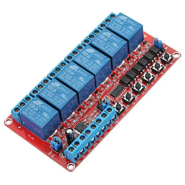 1 Piece 6-Channel Relay Module DC 12V High/Low Level trigger Self-Lock Quiescent current 23mA (L * W 110mm 57mm) ABS | Обустройство