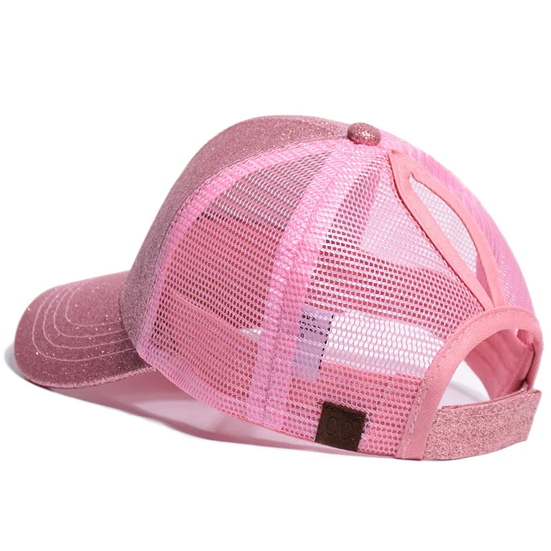 Horsetail Mesh Cap Adjustable Sequins Snapback Outdoor Sports kids girl Solid Baseball hat Sun Hat | Спорт и развлечения