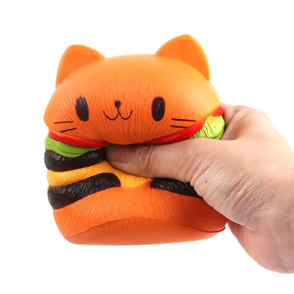 Сжимаемая мультяшная кошка гамбургер Kawaii мягкие ароматизированные нетоксичные