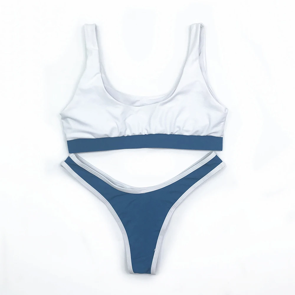 MysteryPark Women Bikini 2019 Triangle White Solid Color Sexy Two-piece Swimming Suit Low Waist 2018 mujer thong bikinis sets |
