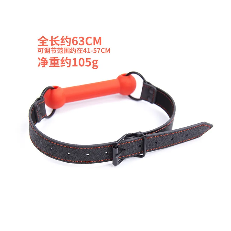 Оральный кляп для рта черный/красный БДСМ силиконовая кость собак взрослых