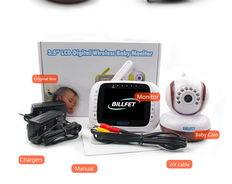 Billfet JLT-8035 3.5 дюймов Беспроводной для видео Мониторы с Камера Ночное видение Колыбельная Детские домофон температура Bebe камеры Отличный помощник молодой маме