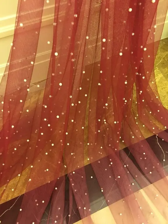 Dream pearl бисера тюль ткань с градиентом цвета сетки кружева звездное небо