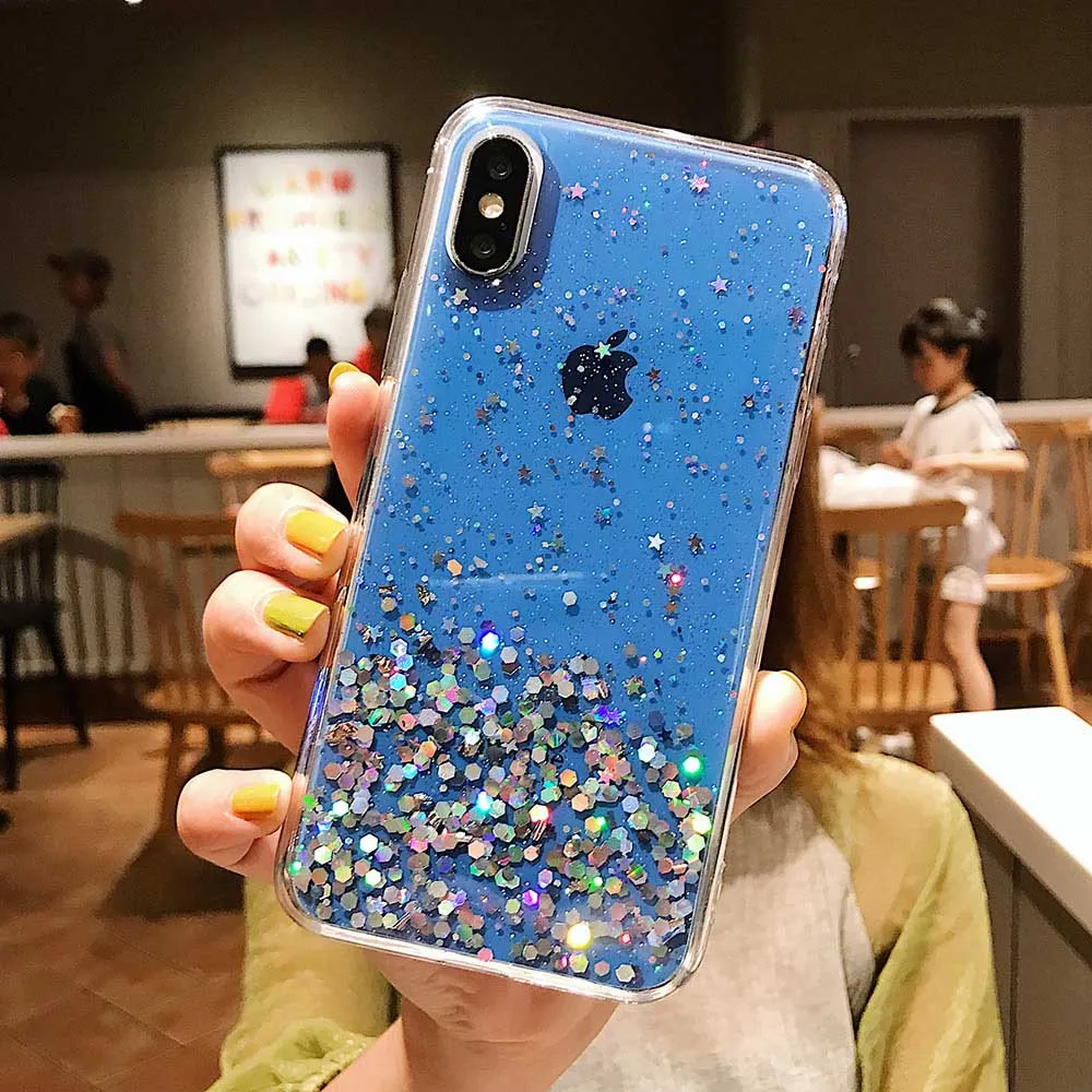 Модный блеск Bling Star чехлы для телефонов iphone 11 Pro MAX XS Max XR X 8 7 6 6splus Мягкий ТПУ блестящий Блестящий Прозрачный чехол