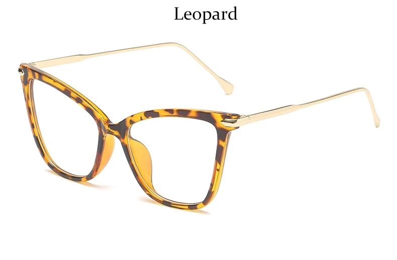 Leopard Женская оправа для очков, прозрачные оптические очки кошачий глаз, Женская Металлическая оправа, Модные прозрачные очки, черная оправа для очков - Цвет оправы: Leopard