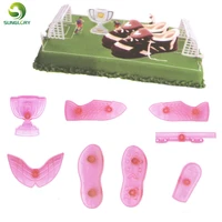 diy 8pcs plastic fondant cookie mold to create soccer boot trophy football decoration sugarpaste craft cake molds for baking