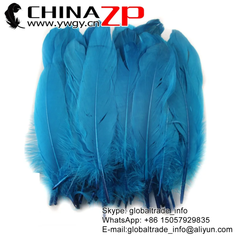 

CHINAZP Factory Cheap Wholesale 500pcs/lot Selected Good Quality Dyed Turquoise Blue Goose Loose Feathers