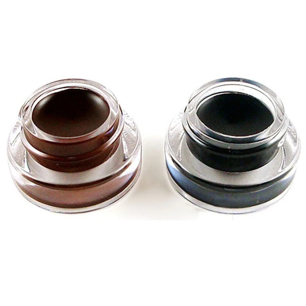 Гелевая подводка коричневого и черного цветов + 2 кисти фирменные косметические