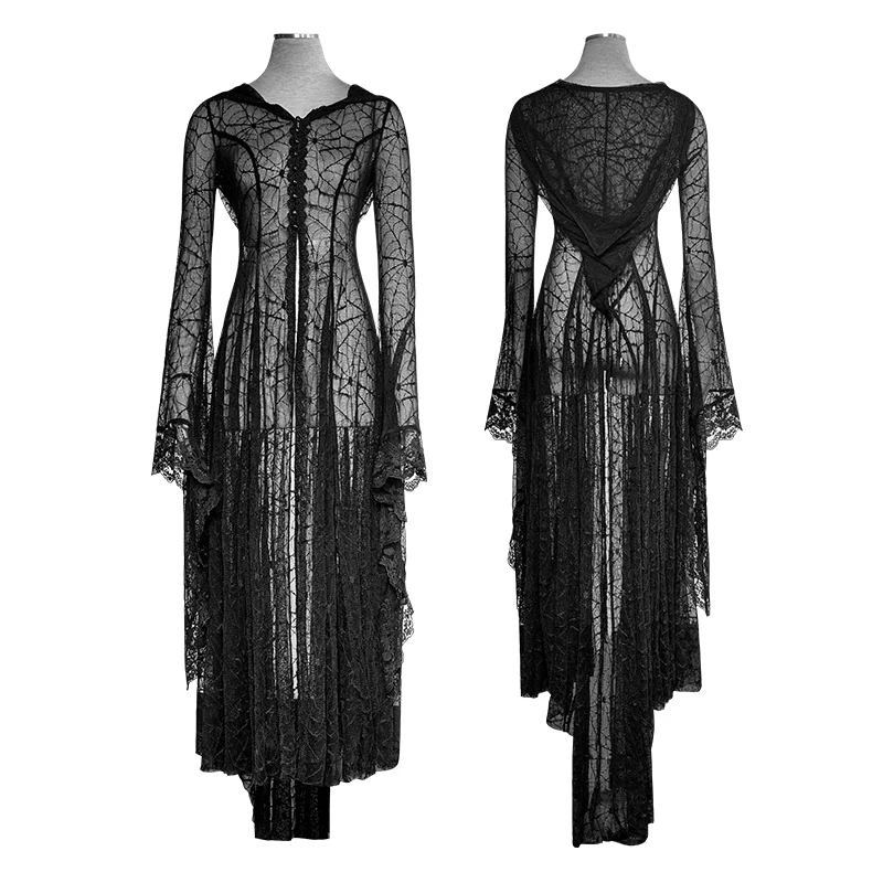 Женское готическое длинное платье в стиле стимпанк черное до пола с длинным