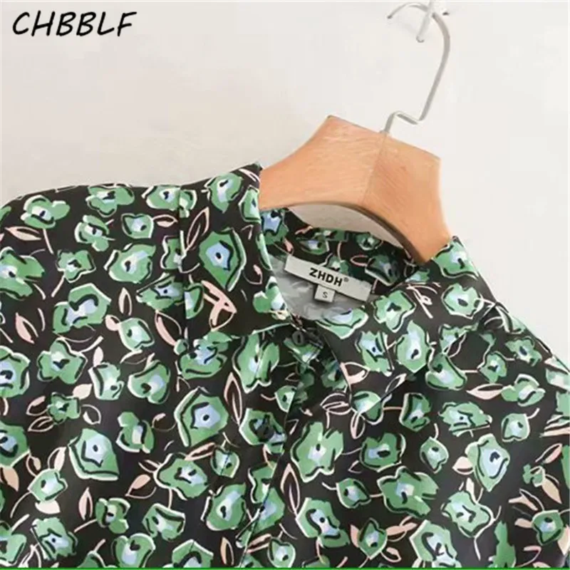 CHBBLF женское винтажное мини-платье с принтом длинным рукавом галстуком-бабочкой