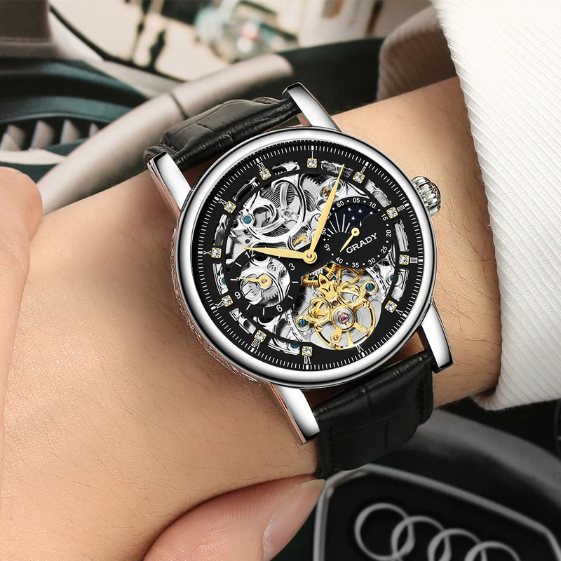 Tourbillon Бизнес мужские часы лучший бренд класса люкс противоударный