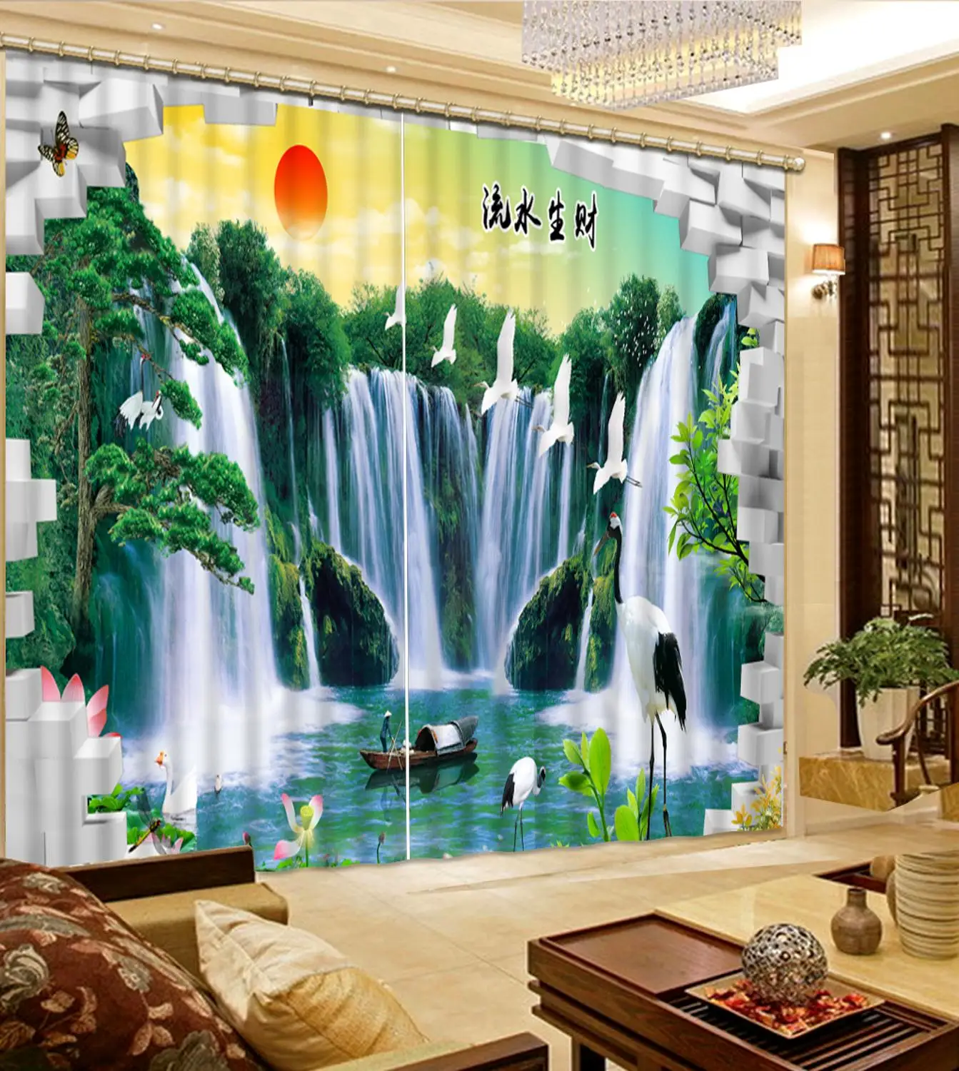 

Роскошные затемняющие 3D оконные шторы для гостиной, спальни, занавески с водопадом по индивидуальному размеру