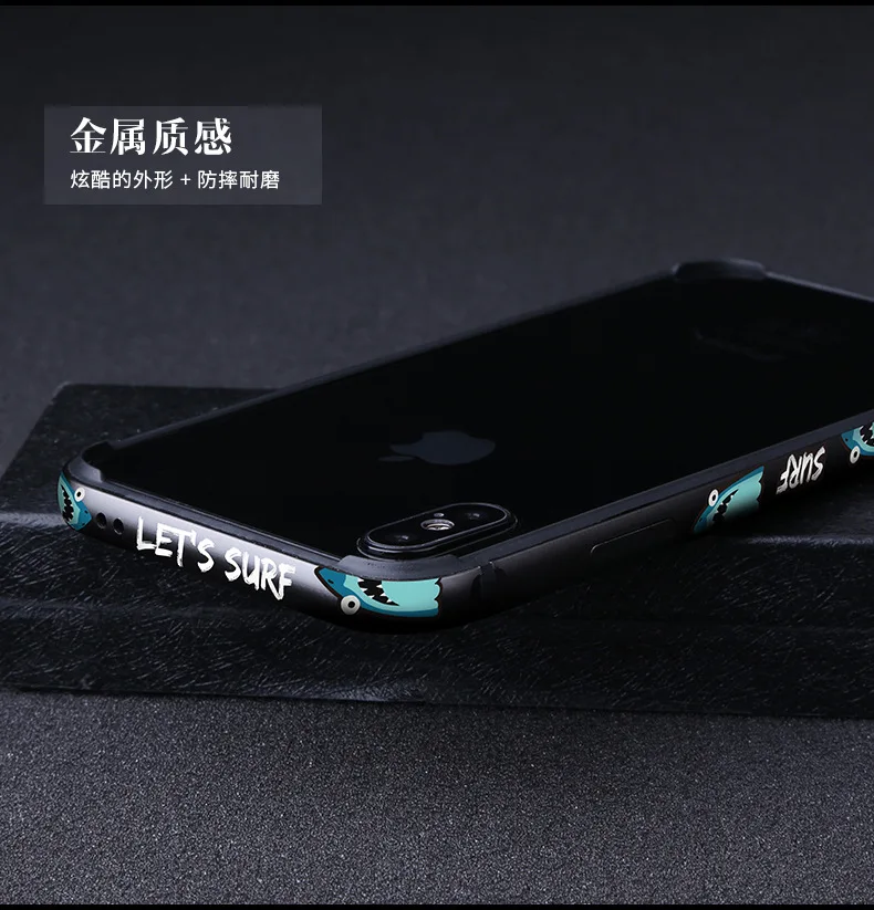 Бампер чехол для iPhone X мультфильм Coque противоударный алюминиевая рамка для iPhone XS Защитная силиконовая граница Capinhas