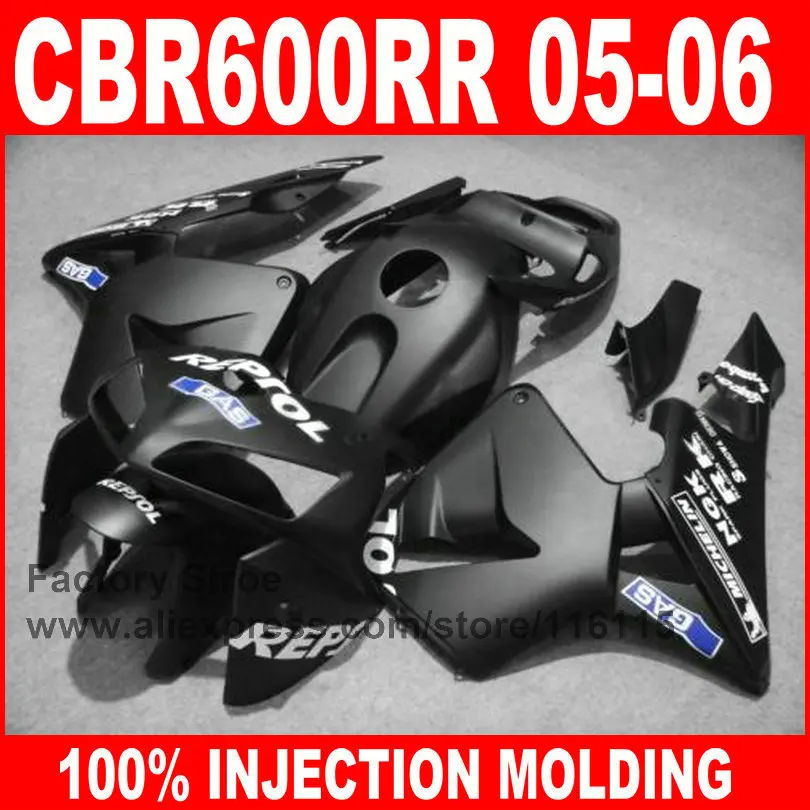 Injection Molding for HONDA CBR600RR fairings kit 05 06 CBR 600 RR 2005 2006 matte black repsol fairing