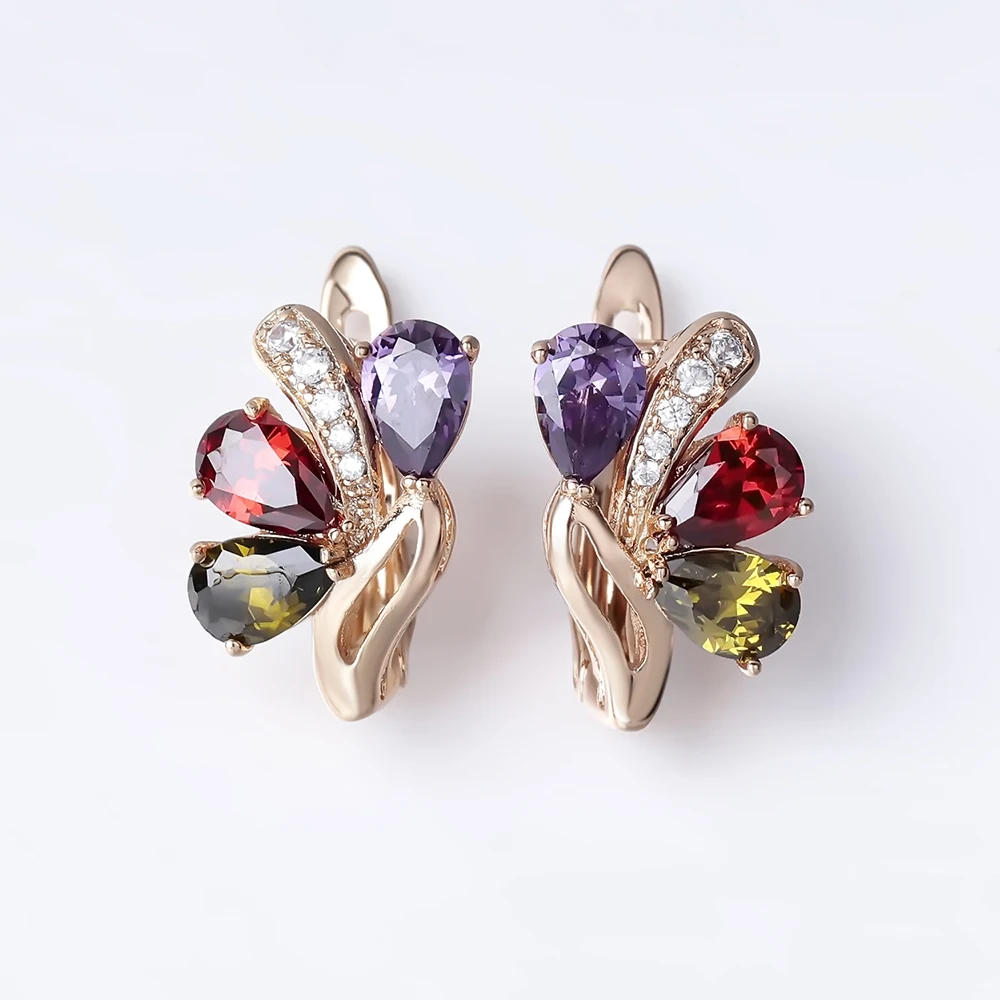 

Christmas Earrings Horse Eye Natural Zircon Cute Stud Earrings Gift Women Rose Gold Red Blue Crystal Cute Women Earings Jewelry