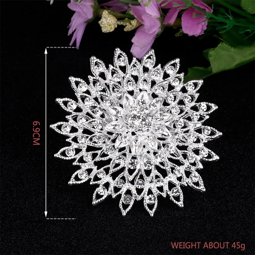 брошь женская броши большие Броши для женщин Посеребренная Брошь со стразами