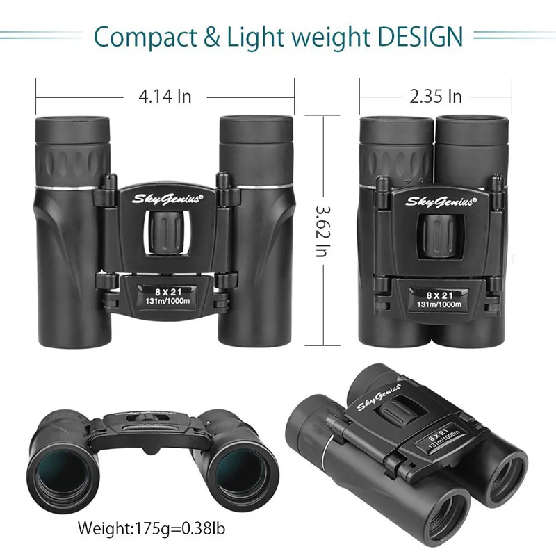 8x21 компактный зум бинокль большой Дальность 1000 м складной HD мощный мини телескоп