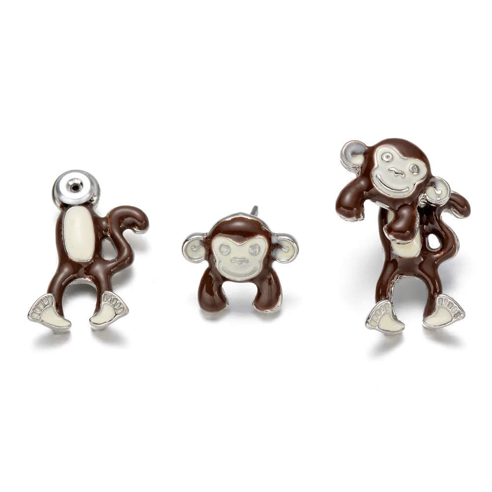 Onnea Новая мода обезьяна Серьги Симпатичные Тонкой Эмаль Обезьяна пирсинг уха