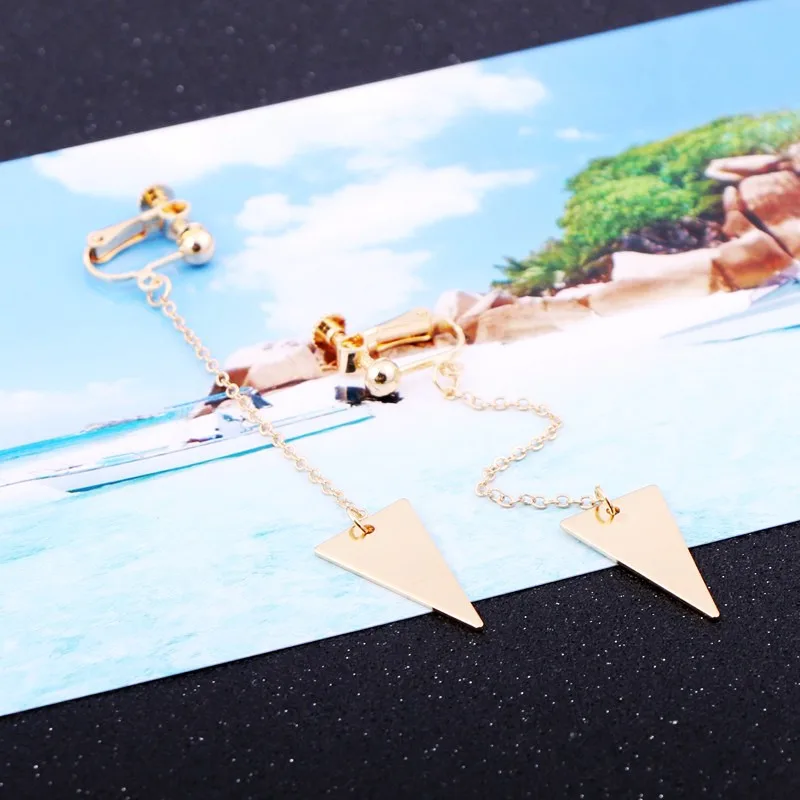 Минималистичный модный геометрический треугольный кулон с винтовым зажимом для