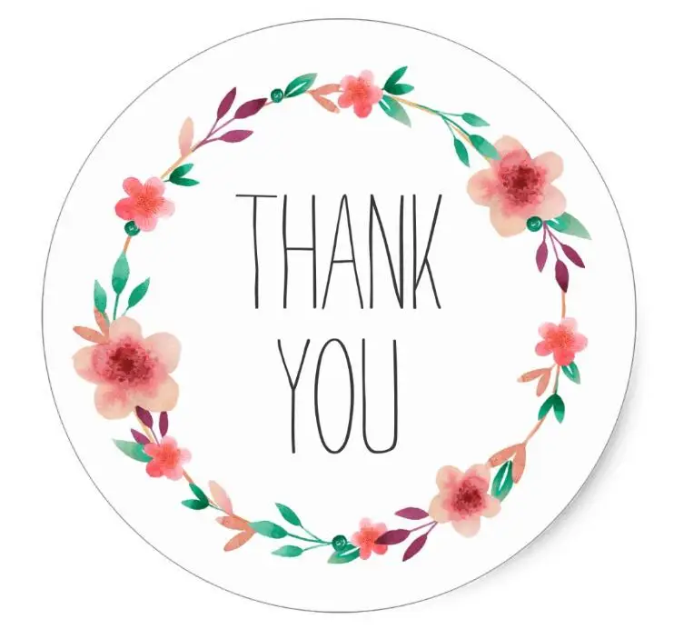 

1.5inch Floral Wedding Thank You Flower Wreath Favor Classic Round Sticker