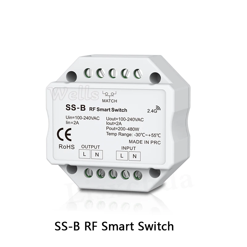 SS-B RF Smart Switch Output AC100-240V 2A 480W smart switch with relay output compatible R1 RT6 remote dimmer | Освещение