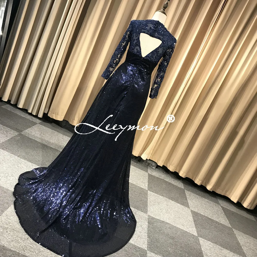 Leeymon На Заказ Темно-Русалка Блесток Вечернее Платье Старинные Vestido De Festa Длинное