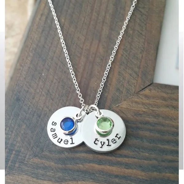 Индивидуальное семейное ожерелье с именами детей и камнями рождения ювелирные