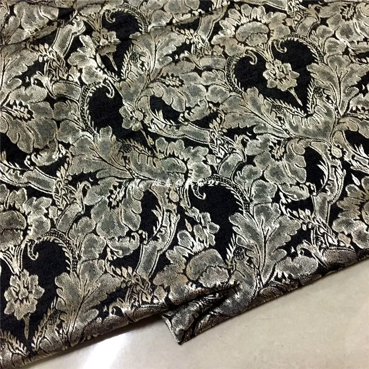 Бесплатная доставка 100% ткань из жаккардовой вискозы черный фон с цветочным