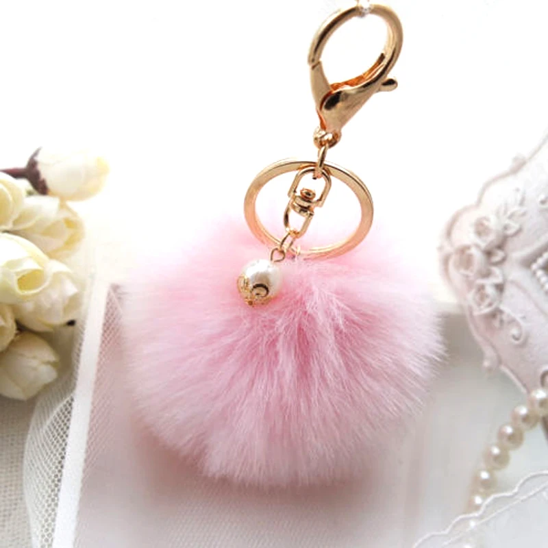 Белая Сумочка с кроликом милая сумка жемчугом пушистым кроличьим мехом помпон