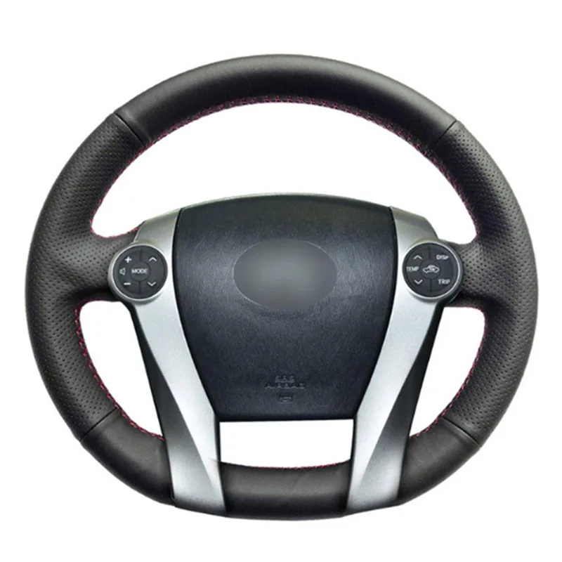 

Top Leather Steering Wheel Hand-stitch on Wrap Cover For Toyota Prius 2009-2015