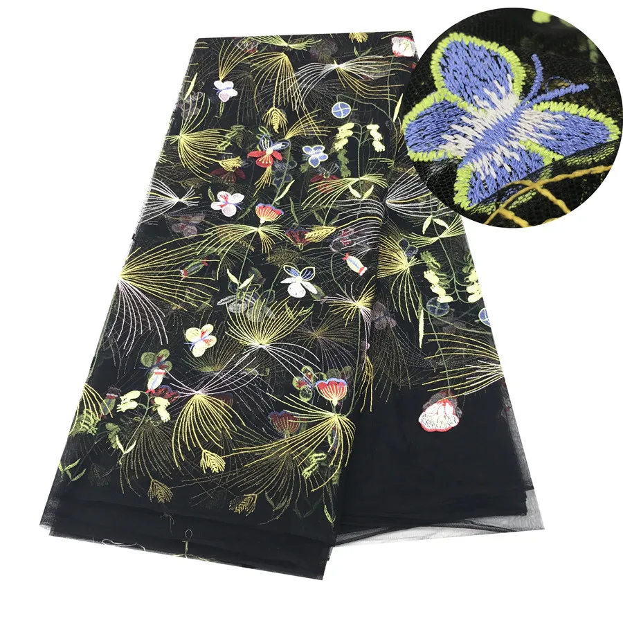 Один двор черный Высокое качество французская органза кружевная ткань S