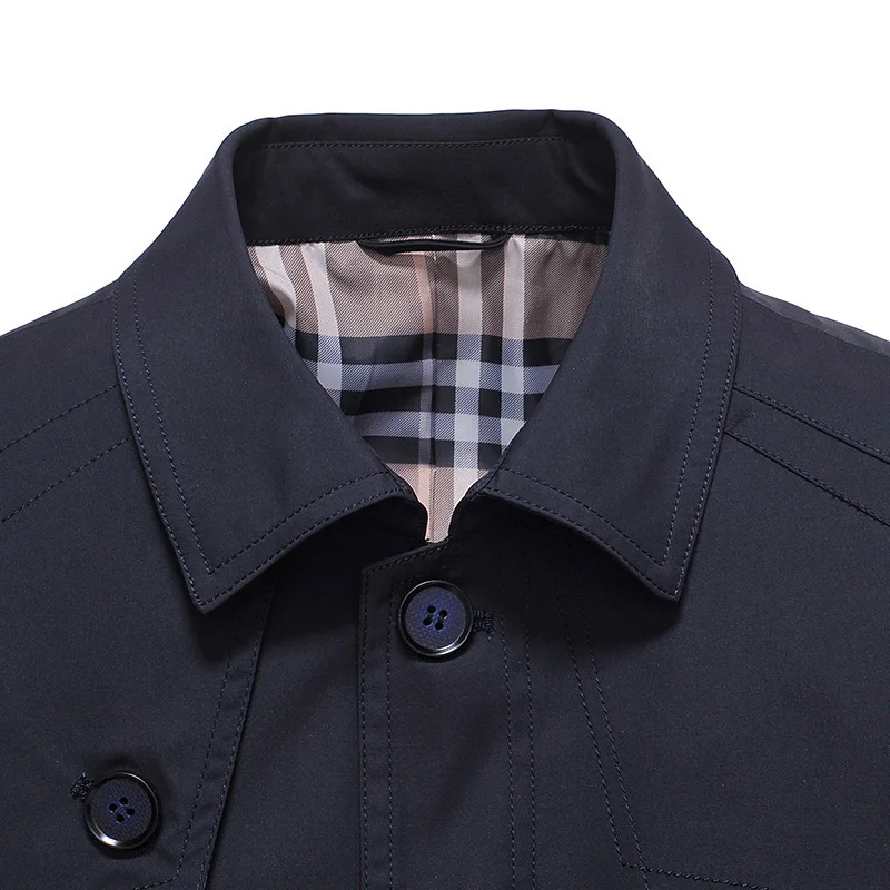 

2019 New autumn thin trench coats men turn down collar single breasted casual jackets