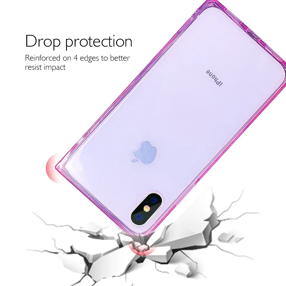 Чехол Ascromy для iPhone XS квадратный Роскошный прозрачный силиконовый чехол из ТПУ X 7