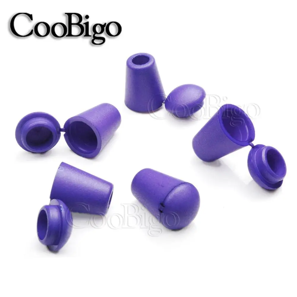 Purple 25 шт. шнур концы колокол пробка с крышкой замок красочные Пластиковые тумблер зажим для Паракорда одежды мешок спортивная одежда отверстие для обуви диаметром 5 мм - Цвет: Purple
