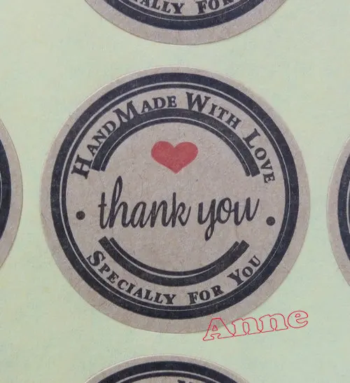 

1000 шт./лот, спасибо, самоклеющиеся наклейки, крафт-этикетка, наклейка, диаметр 3 см, ручная работа, подарок/Торт/конфеты, бумажные бирки
