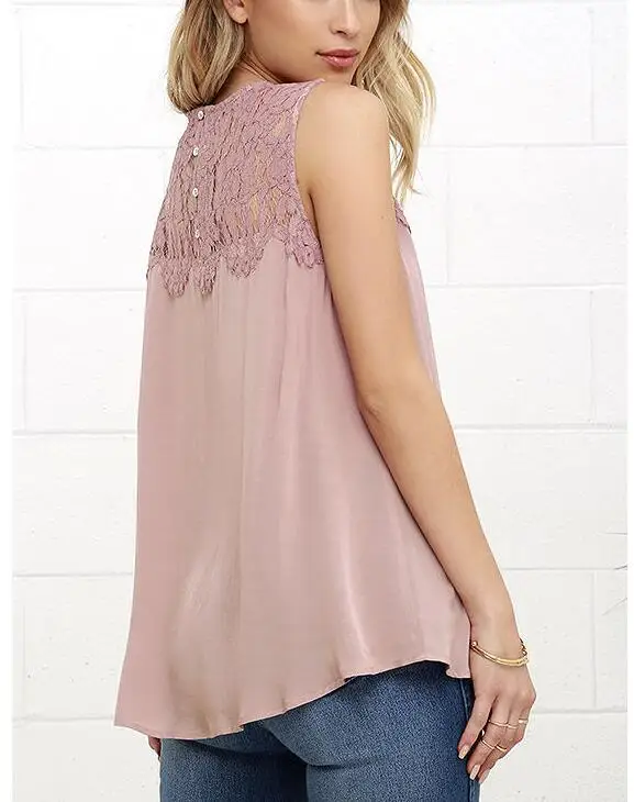 Шифоновая кружевная блузка без рукавов женские топы повседневные блузки