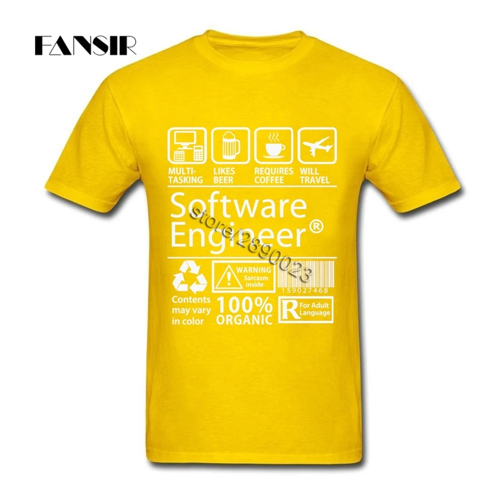 Новейшая Мужская футболка программный инженер с коротким рукавом 100% хлопок