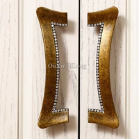 high quality 2pcs european inlaid crystal kitchen cabinet door handles cupboard wardrobe drawer cabinet pulls handles and knobs