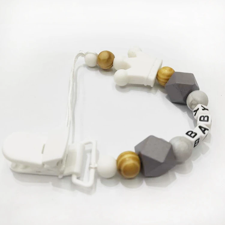 Gray Натуральный Деревянный успокаивающий зажим DIY пустышка держатель BPA бесплатно пустышка цепи для ребенка Персонализированные цепи для детей соски и игрушки - Цвет: Gray