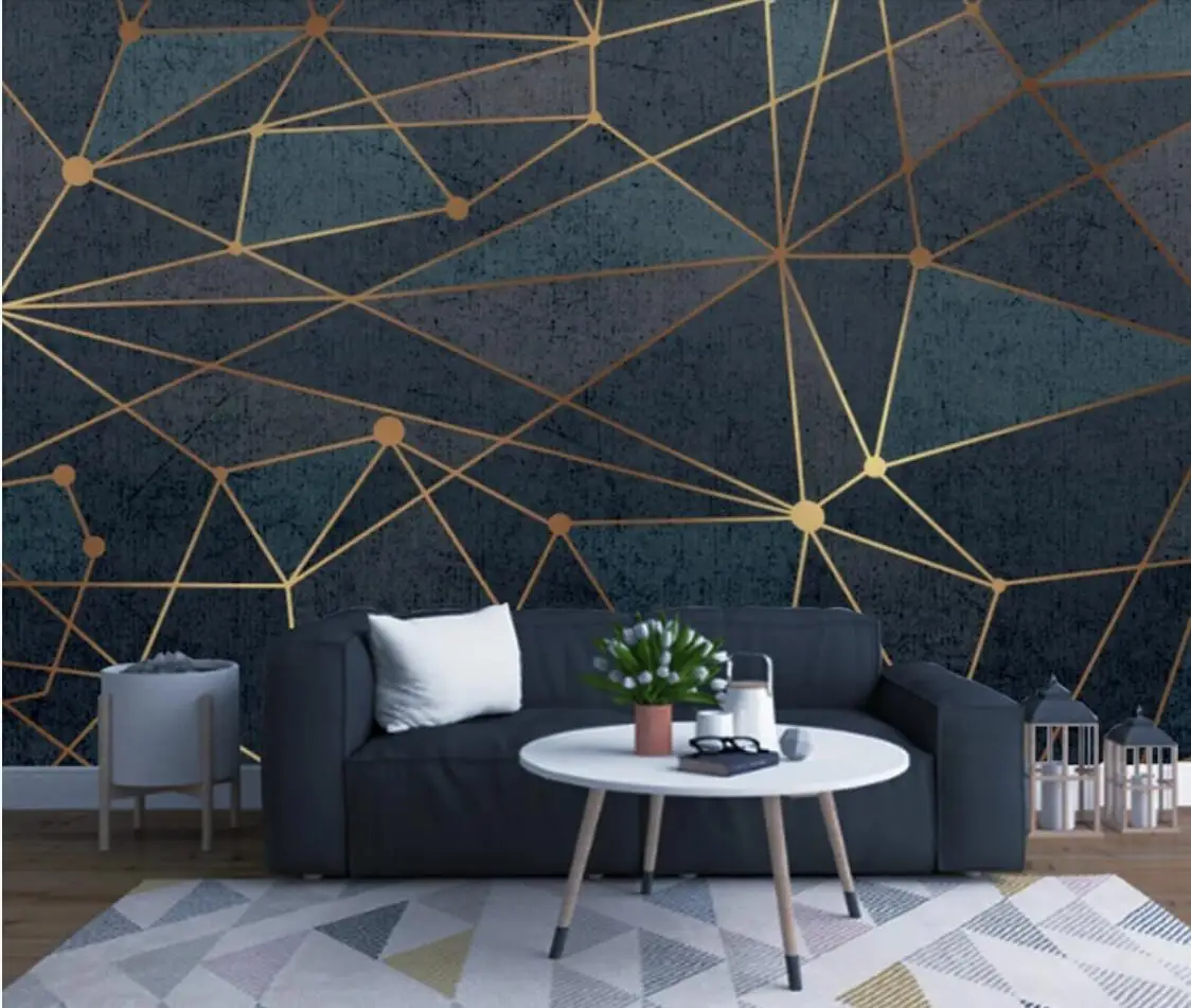 Настенная роспись с абстрактным геометрическим 3D рисунком большие фотообои