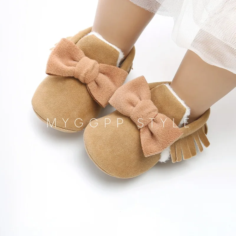 Baby Boots PU Butterfly-knot Moccasins Girls Boys Bon-slip Toddler Shoes First Walker |