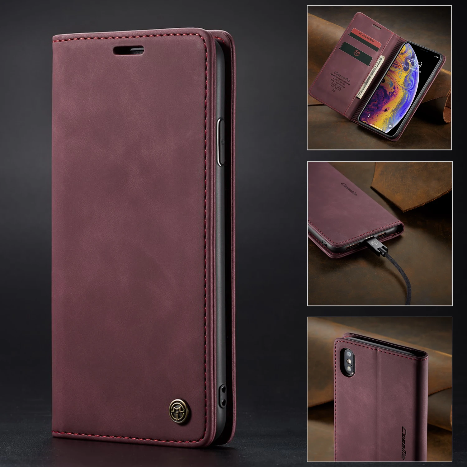 Магнитный мягкий чехол CaseMe из искусственной кожи для iPhone 11 Pro Max 12 мини кошелек 5 5S
