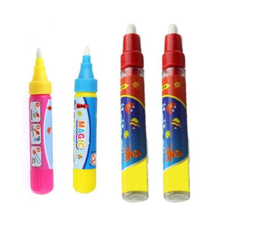 4pcs pen 4 вида водного рисунка коврик и 2 ручки и 1 набор штампов каракули коврик раскраска Коврик картина доска холст живопись развивающие игрушки для детей - Цвет: 4pcs pen