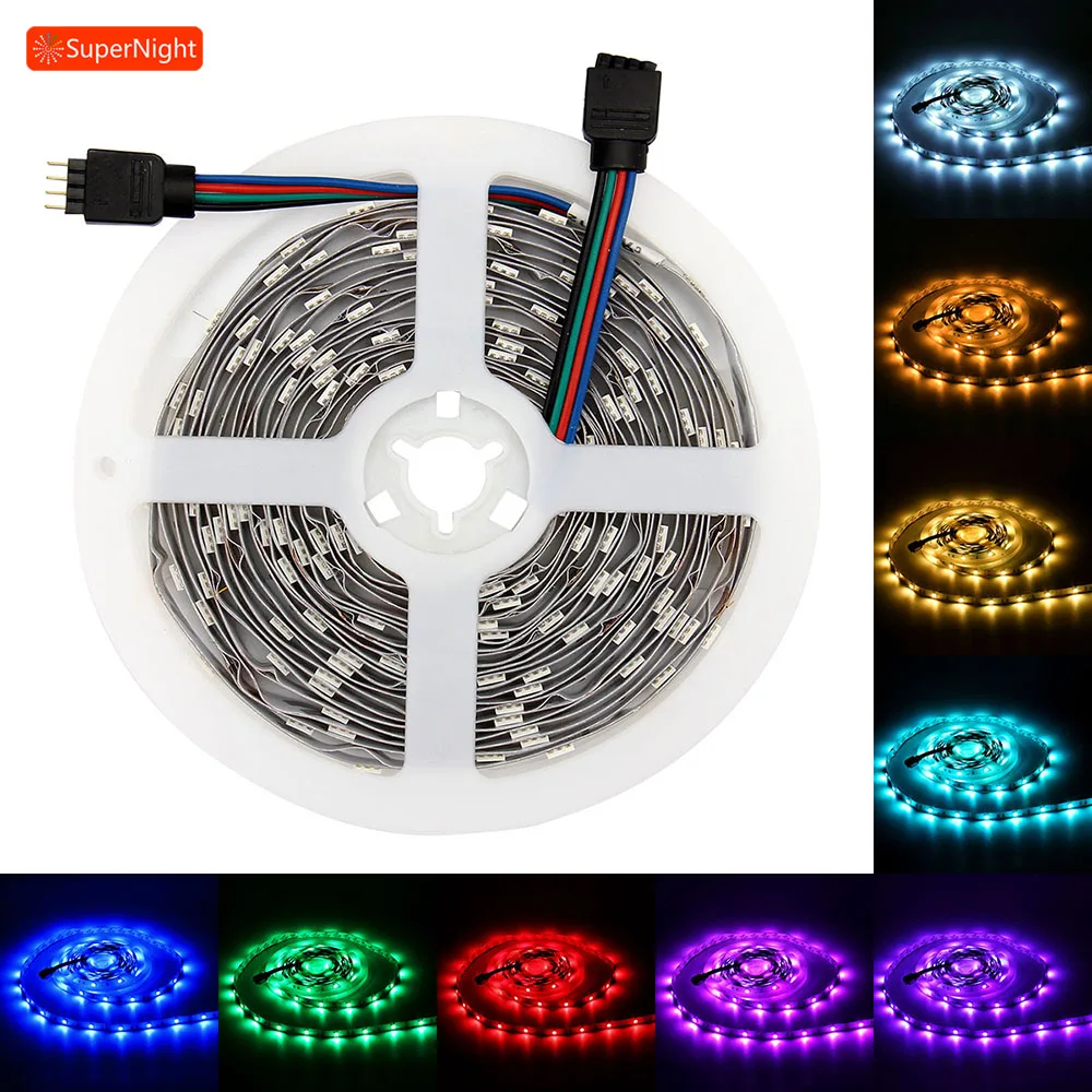Цветная(RGB) Светодиодные ленты светильник s Фея светильник SMD 5050 5 м 30 светодиодный s/M AC/DC 12V гибкие светодиодные ленты лампы Смарт Браслет для вечерние свадебные туфли, на Рождество, украшение для дома
