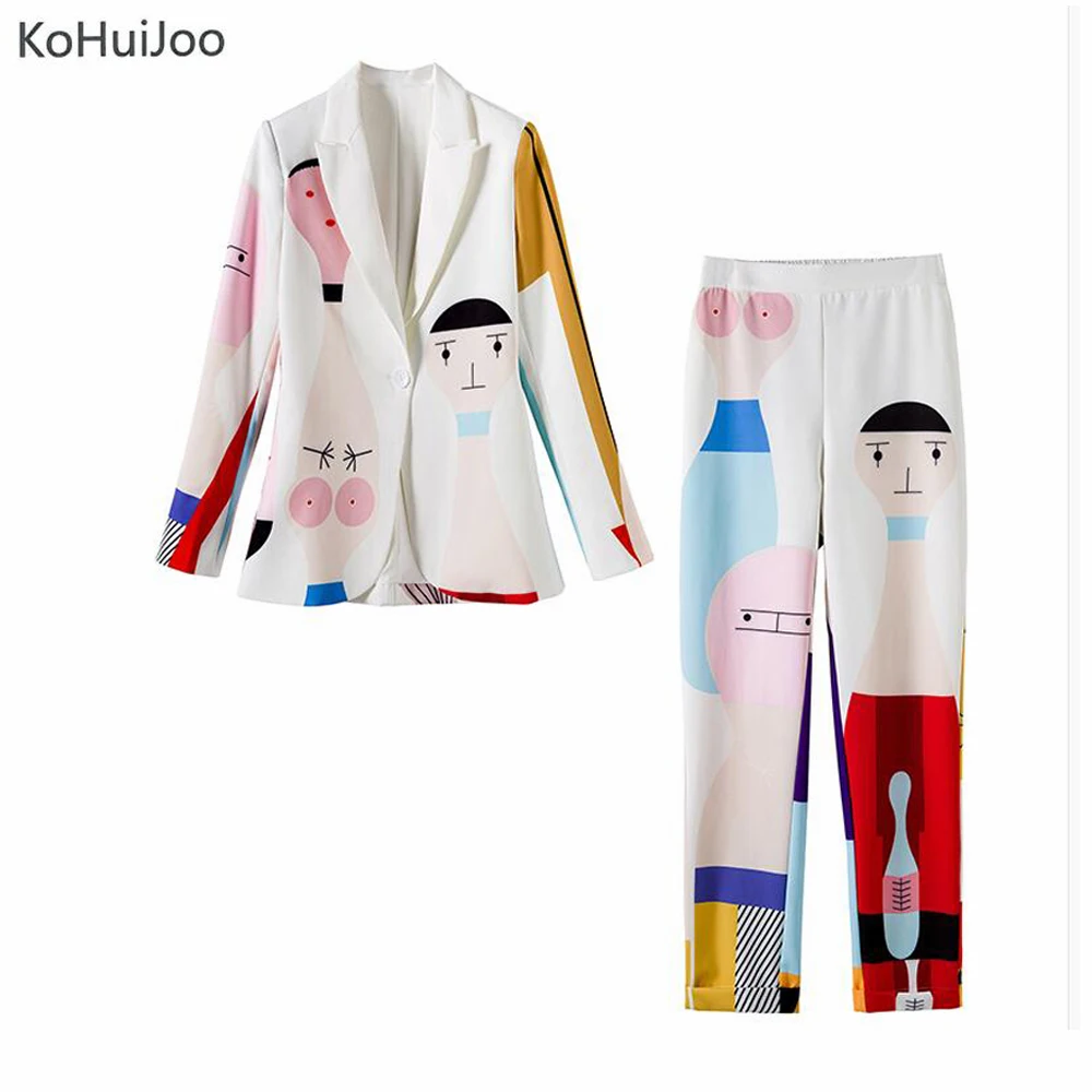 Женский костюм со штанами KoHuiJoo модный из 2 предметов: блейзер с длинными рукавами