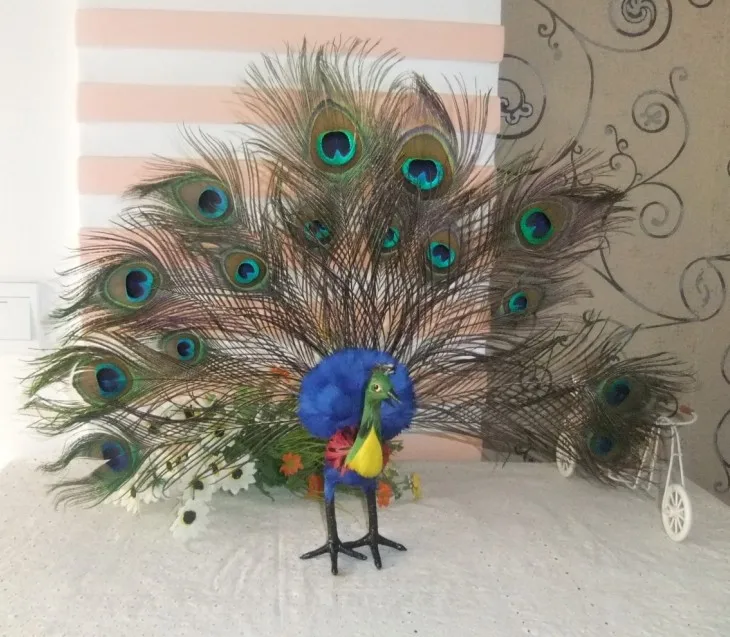 

new simulation peacock toy polyethylene&furs colourful peacock model gift about 42x50cm y0054