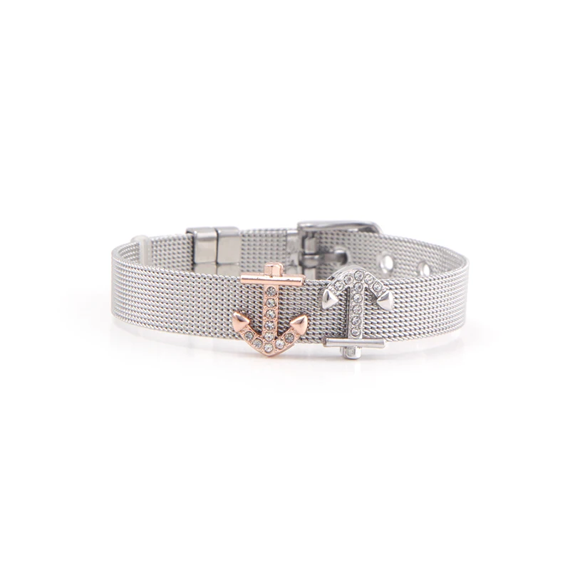 SS015 Somsoar ювелирные изделия из нержавеющей стали Фантастический сетчатый Браслет с 2 шт горкой талисманы на День святого Валентина женщина лучший подарок - Окраска металла: SS015