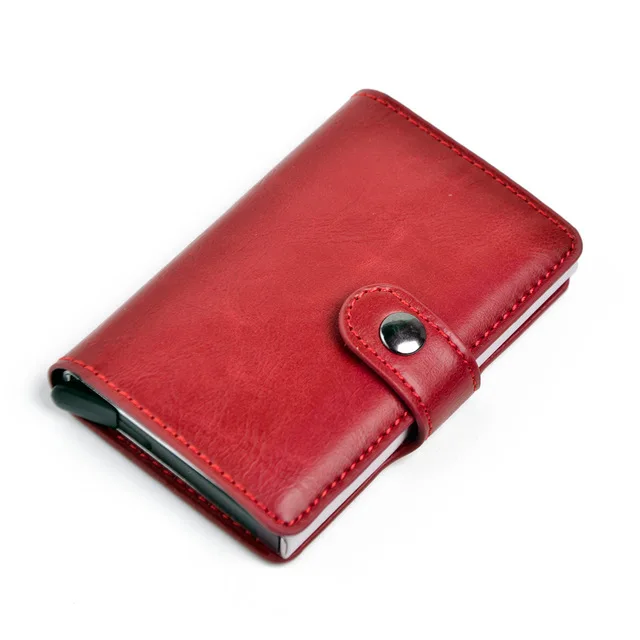 wine red EASTNIGHTS из искусственной кожи+ металл мужской кредитный держатель для карт женский Rfid банковский чехол бумажник для смарт-карт маленькие ID Держатели TWB035 - Цвет: wine red