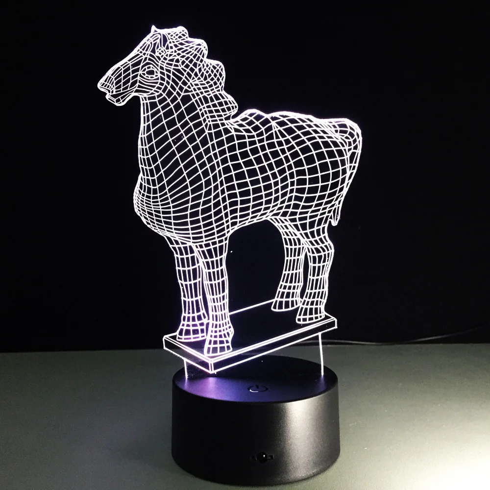 Забавный лошадь 3D животное светодиодный светильник Модель ночники 7 цветов USB сенсор лампа для детей игрушечные лампы Рождественский праздник подарок на год