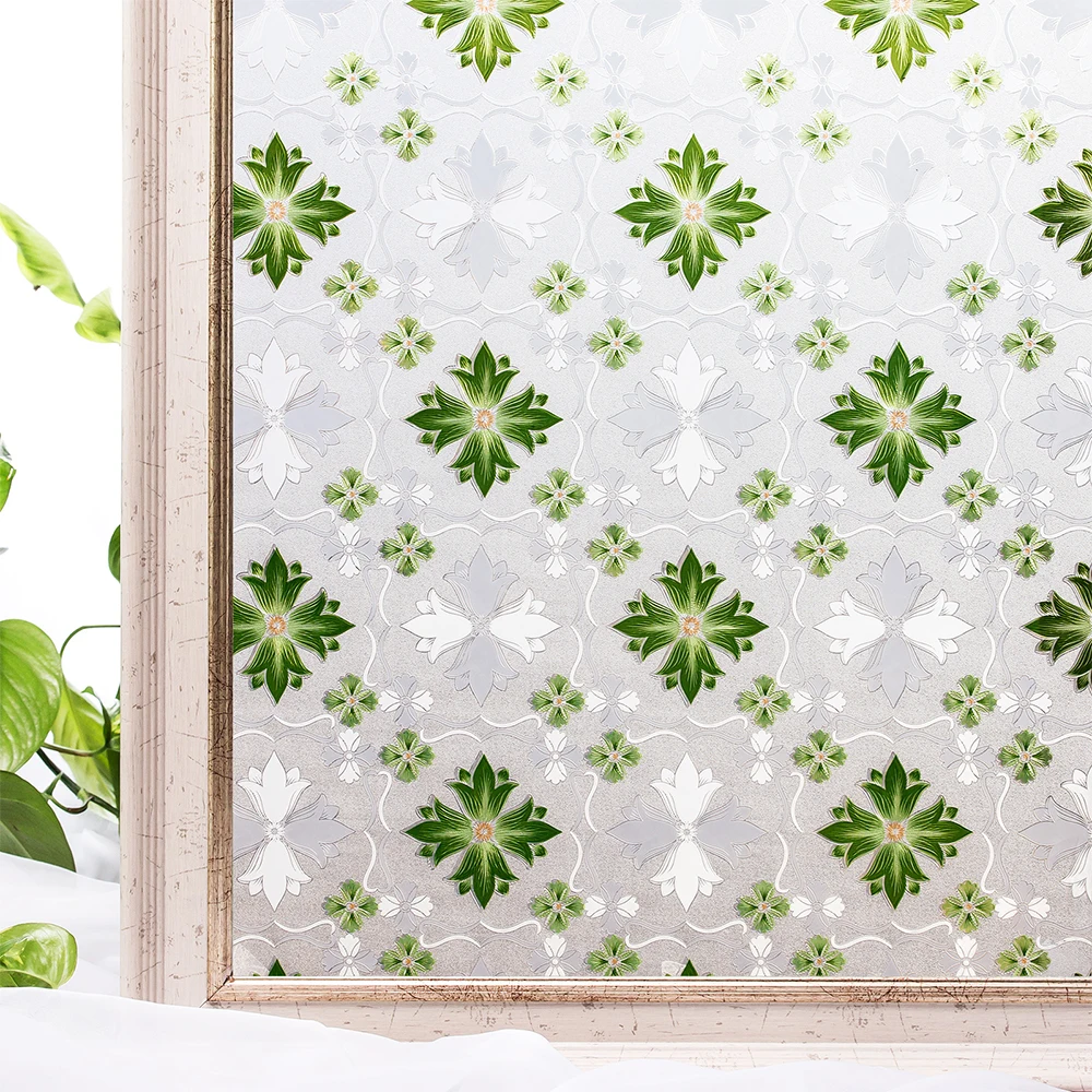 Хлопковые ПВХ-пленки для окон, декоративные 3D статические декоративные наклейки на окна для ванной комнаты, 45x200 см